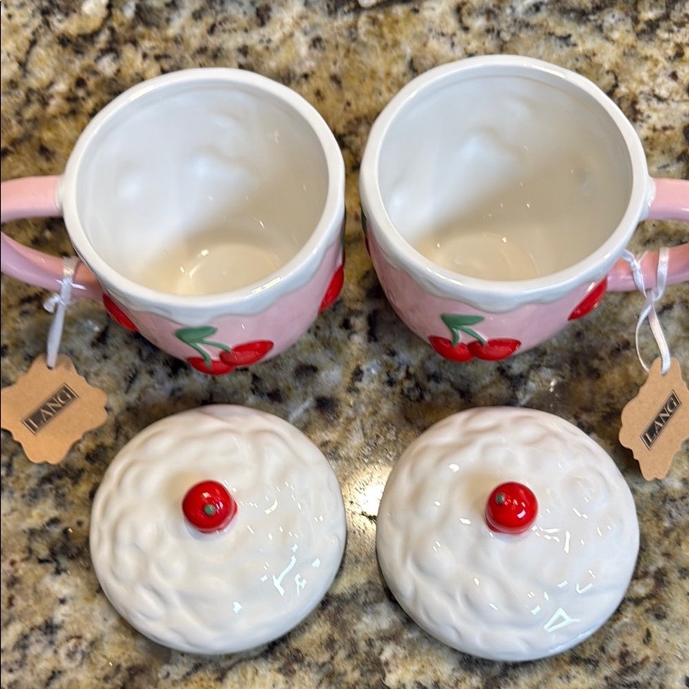 LANG Pink Cherry Mug Set with Lids - Picture 2 of 2